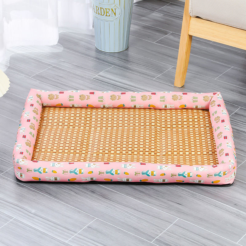 KFX-1899837 Pet Cooling Pad for All Breeds - Grey Cat, Pink Rabbit, Beige Panda, Blue and White Linen Options