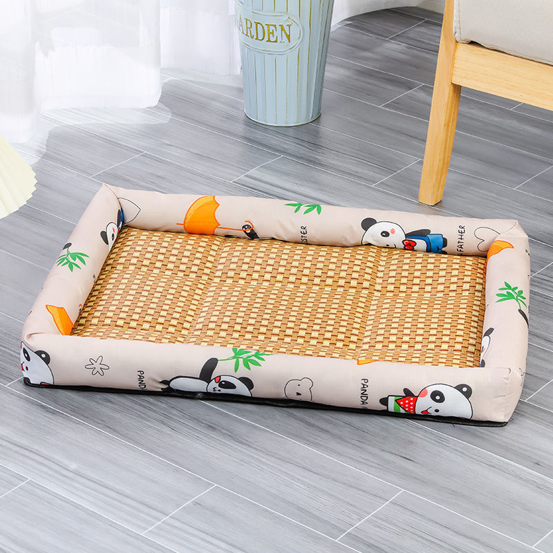 KFX-1899837 Pet Cooling Pad for All Breeds - Grey Cat, Pink Rabbit, Beige Panda, Blue and White Linen Options