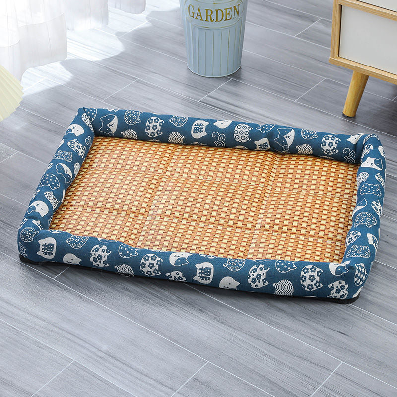 KFX-1899837 Pet Cooling Pad for All Breeds - Grey Cat, Pink Rabbit, Beige Panda, Blue and White Linen Options