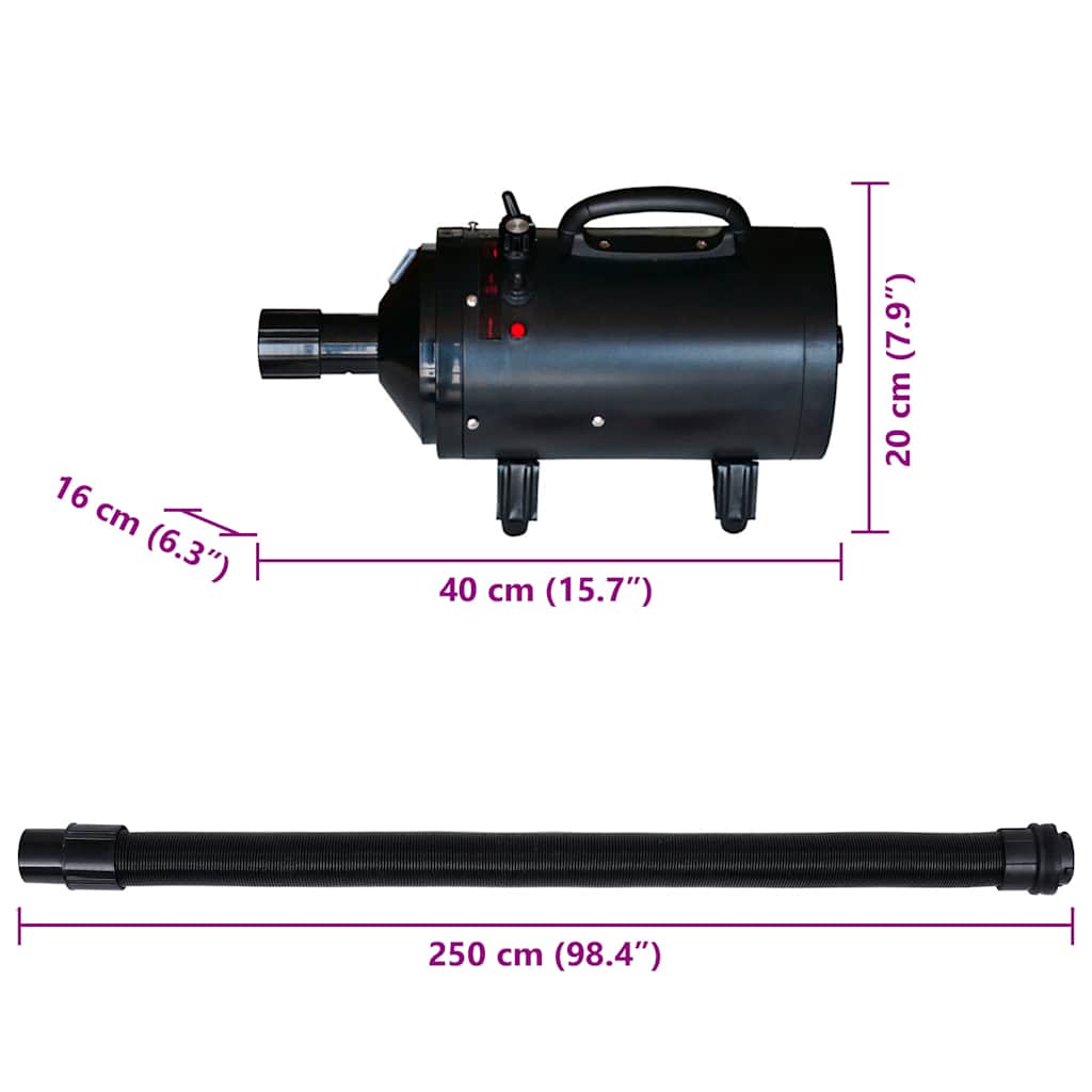 KFX-1901373 Professional 2400W Dog Dryer with Adjustable Speed, Temperature & 3 Nozzles, Quiet Operation for All Pets