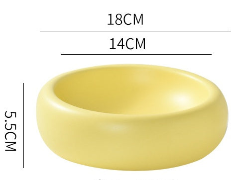 KFX-1901757 Elevated Ceramic Cat Food Bowl with Wide Mouth - 350ml Options in Off-white, Cream Yellow, Purple