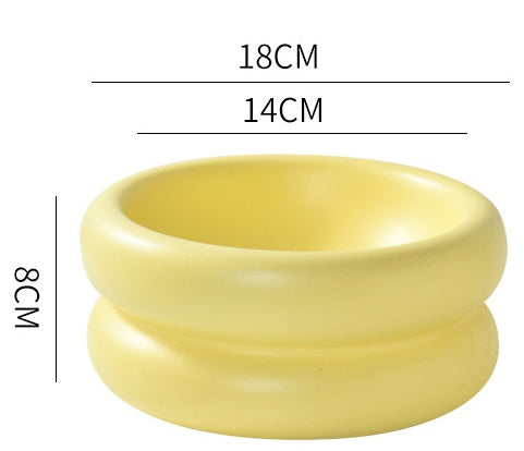 KFX-1901757 Elevated Ceramic Cat Food Bowl with Wide Mouth - 350ml Options in Off-white, Cream Yellow, Purple
