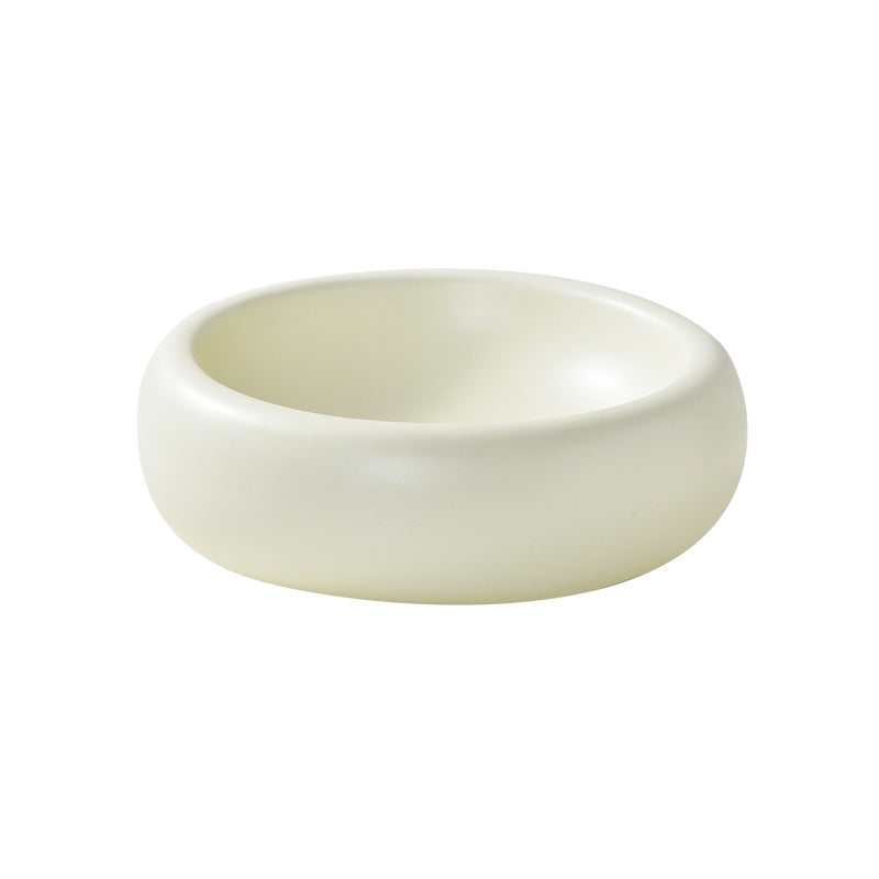 KFX-1901757 Elevated Ceramic Cat Food Bowl with Wide Mouth - 350ml Options in Off-white, Cream Yellow, Purple