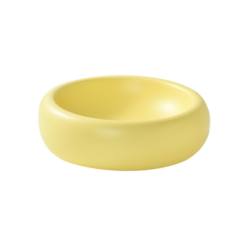 KFX-1901757 Elevated Ceramic Cat Food Bowl with Wide Mouth - 350ml Options in Off-white, Cream Yellow, Purple
