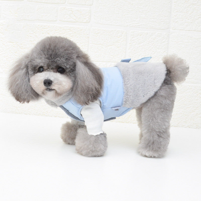 KFX-1902141 Warm Three-Layer Cotton Quilted Vest for Pets in Blue and Pink
