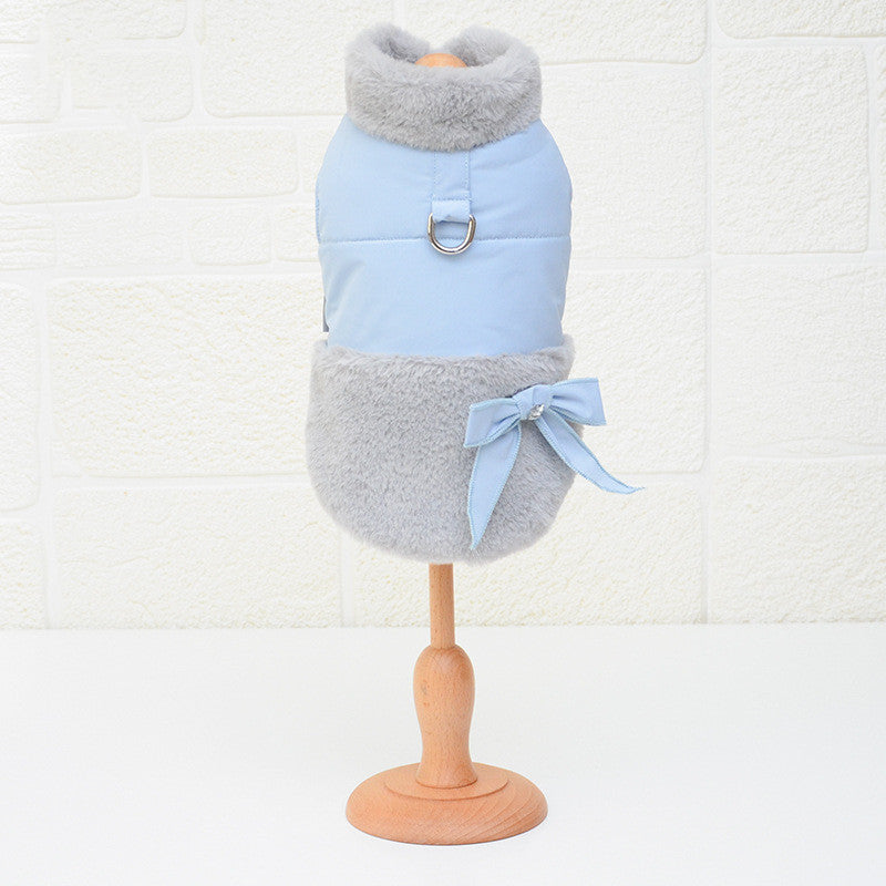 KFX-1902141 Warm Three-Layer Cotton Quilted Vest for Pets in Blue and Pink