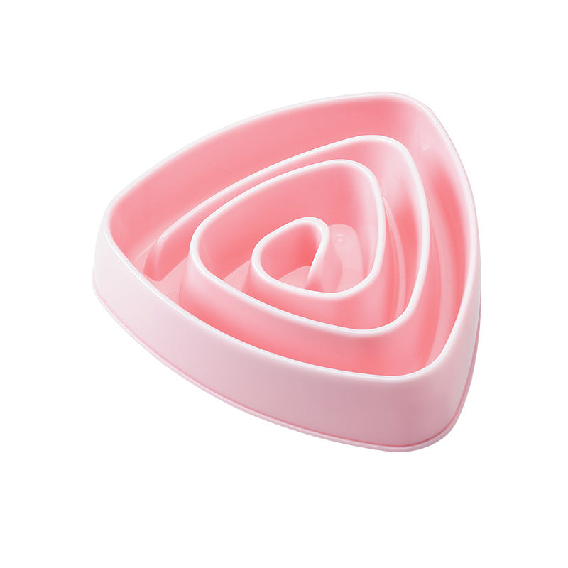 KFX-1907517 Oversized Triangle Slow Feeding Dog Basin in Pink, Blue, and Beige