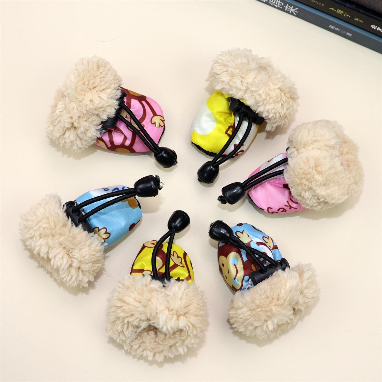 KFX-1908157 Soft Plush Dog Shoes for Small Dogs - Yellow, Pink, Blue Available in Multiple Sizes
