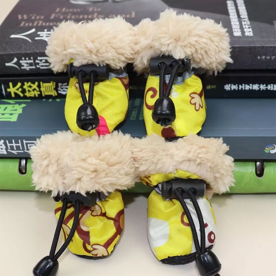 KFX-1908157 Soft Plush Dog Shoes for Small Dogs - Yellow, Pink, Blue Available in Multiple Sizes
