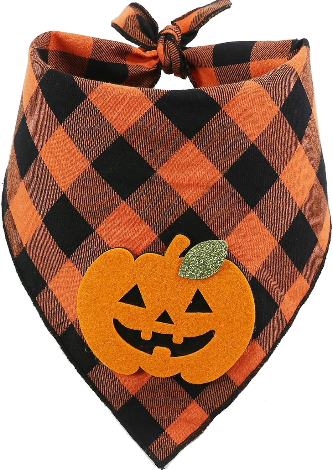 KFX-1908797 Halloween Dog Bandana with Pumpkin and Skeleton Appliques for Pets – Neck Size Up to 22 Inches