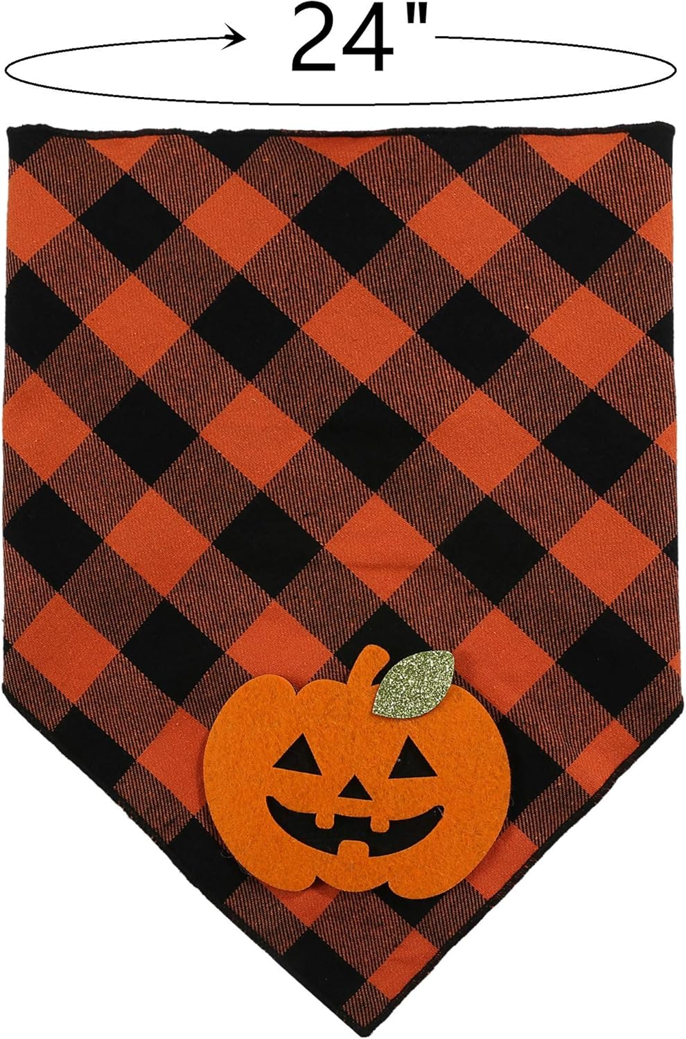KFX-1908797 Halloween Dog Bandana with Pumpkin and Skeleton Appliques for Pets – Neck Size Up to 22 Inches