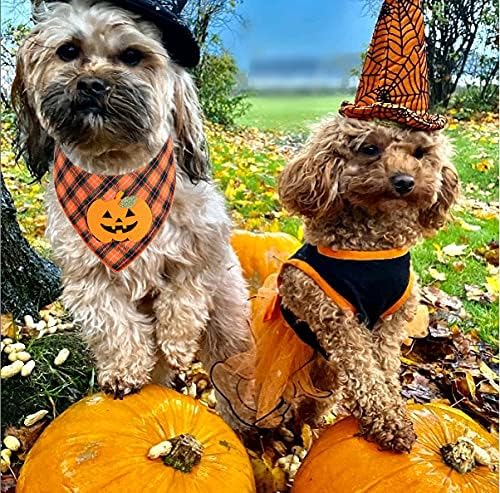 KFX-1908797 Halloween Dog Bandana with Pumpkin and Skeleton Appliques for Pets – Neck Size Up to 22 Inches