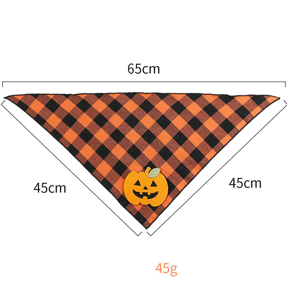 KFX-1908797 Halloween Dog Bandana with Pumpkin and Skeleton Appliques for Pets – Neck Size Up to 22 Inches