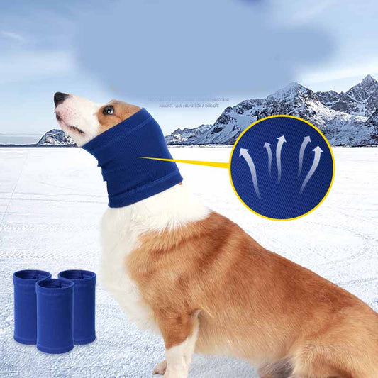 KFX-1908925 Comfortable Polyester Dog Headgear Bib - Blue and Gray, Sizes S, M, L