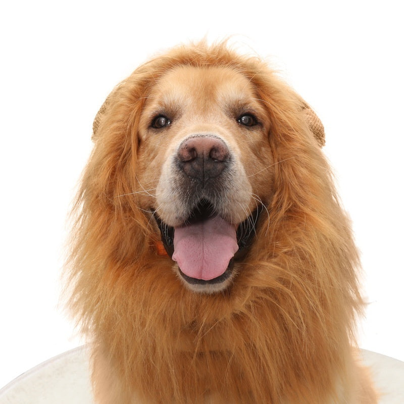 KFX-1910973 Dog Lion Head Costume Hat - Velvet Tie-Dye Design for Fun Pet Dress-Up