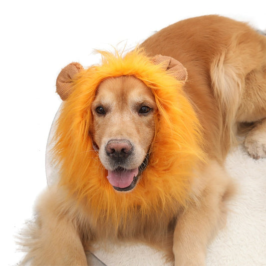 KFX-1910973 Dog Lion Head Costume Hat - Velvet Tie-Dye Design for Fun Pet Dress-Up