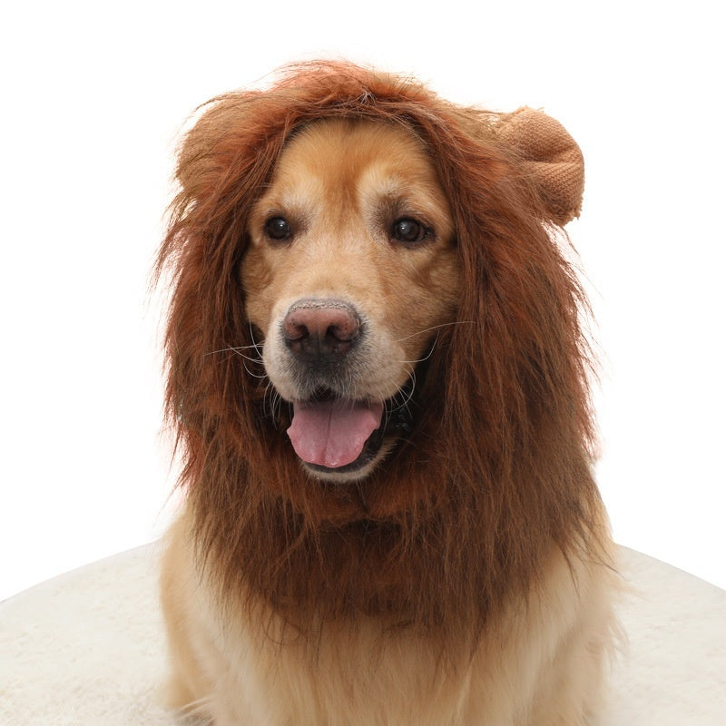 KFX-1910973 Dog Lion Head Costume Hat - Velvet Tie-Dye Design for Fun Pet Dress-Up