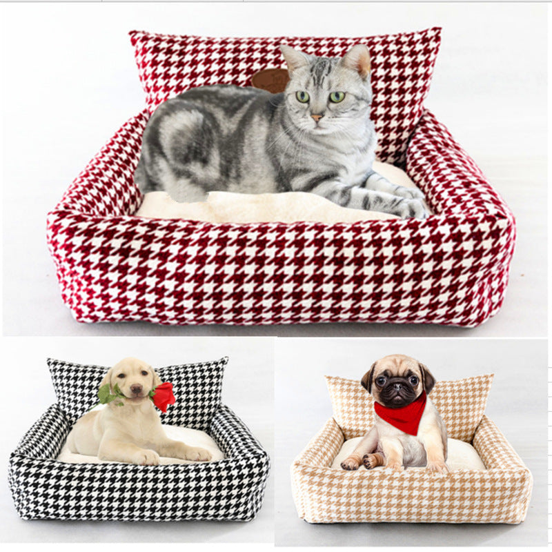 KFX-1911357 Houndstooth Cat Sofa Bed with Removable Washable Cover, Available in Three Sizes