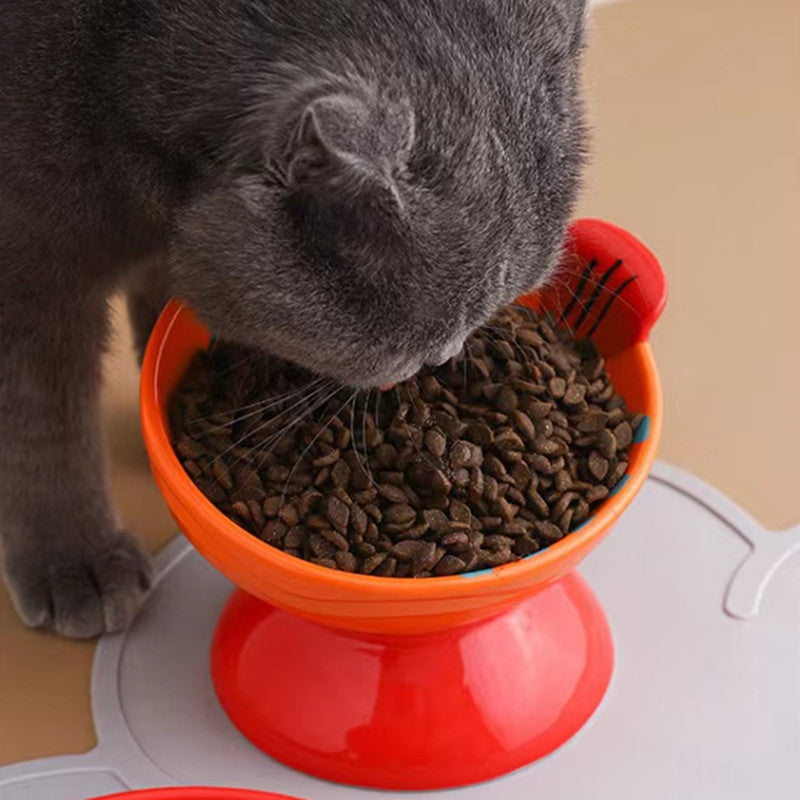 KFX-1911485 Ceramic Cat Bowl with Anti-Tip Design in Orange and Red Options