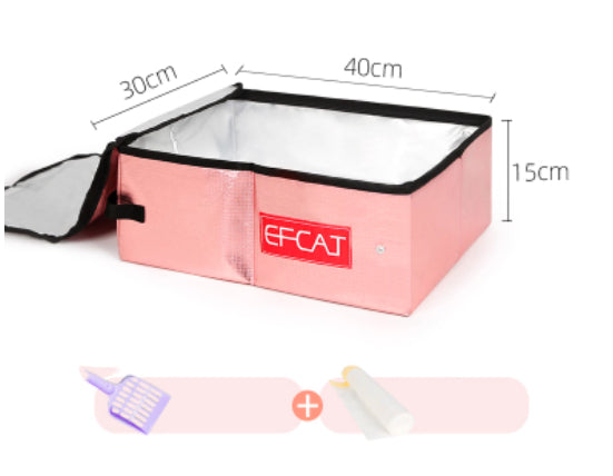 KFX-1912765 Portable Folding Litter Box with Cat Litter Shovel and Bags - Enclosed Design for Travel