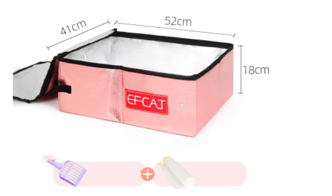 KFX-1912765 Portable Folding Litter Box with Cat Litter Shovel and Bags - Enclosed Design for Travel
