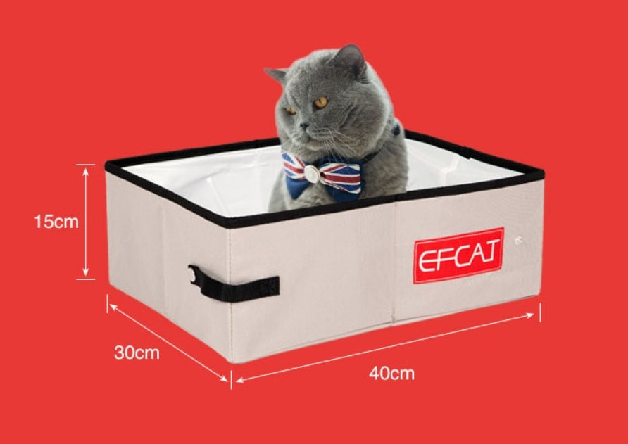 KFX-1912765 Portable Folding Litter Box with Cat Litter Shovel and Bags - Enclosed Design for Travel