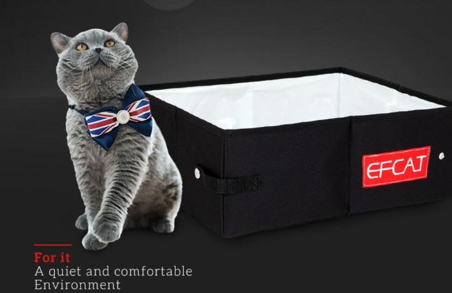 KFX-1912765 Portable Folding Litter Box with Cat Litter Shovel and Bags - Enclosed Design for Travel