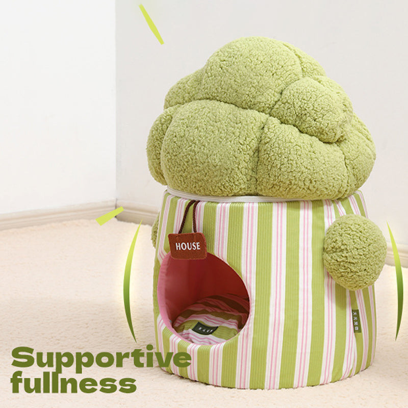KFX-1914557 Dual-Purpose Cauliflower-Themed Enclosed Dog and Cat House