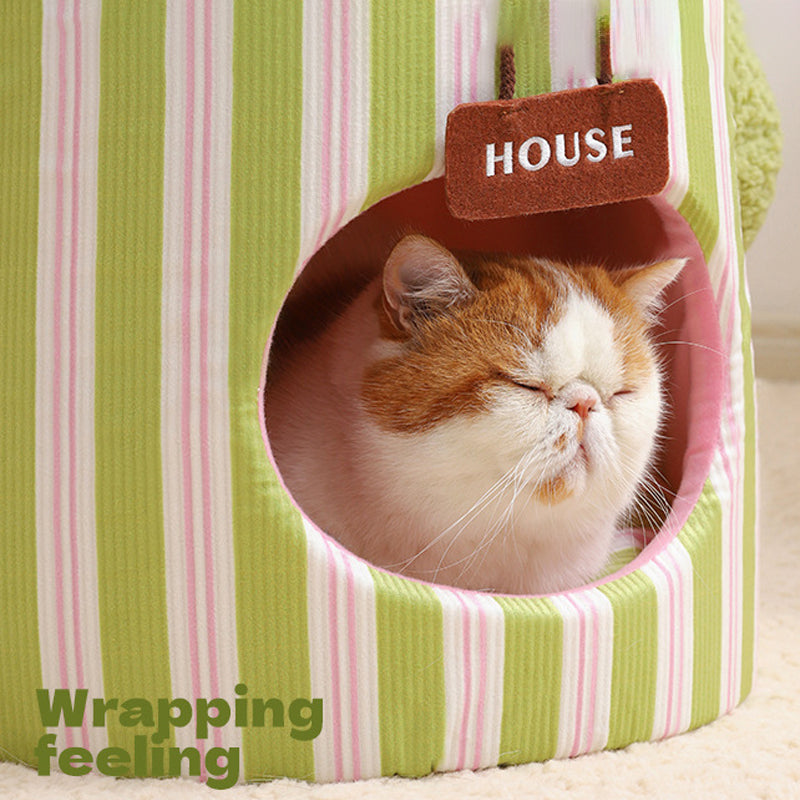 KFX-1914557 Dual-Purpose Cauliflower-Themed Enclosed Dog and Cat House