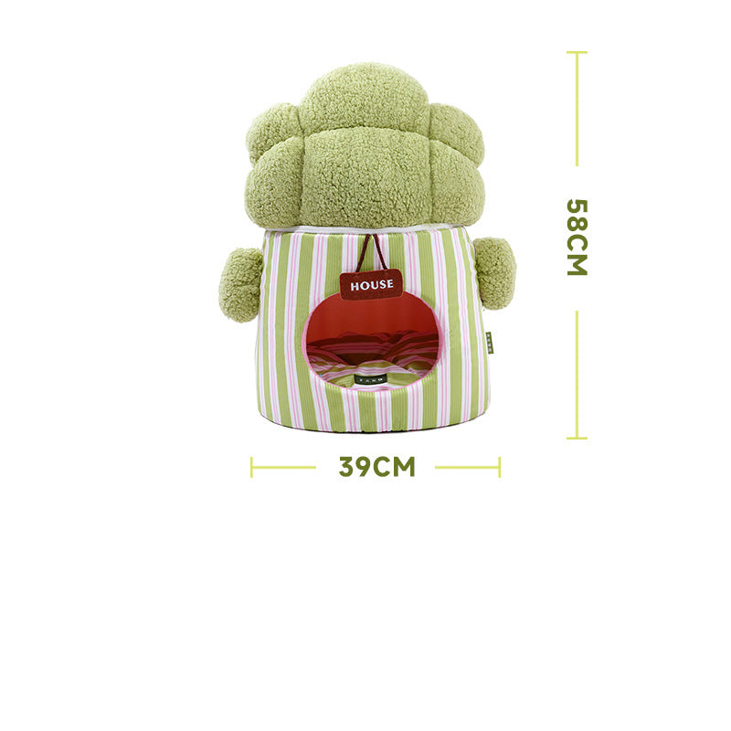 KFX-1914557 Dual-Purpose Cauliflower-Themed Enclosed Dog and Cat House