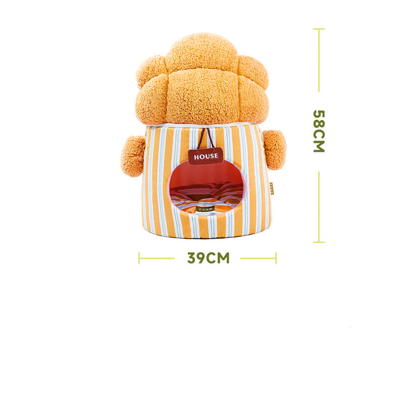 KFX-1914557 Dual-Purpose Cauliflower-Themed Enclosed Dog and Cat House