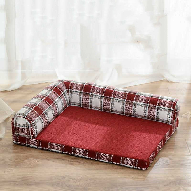 KFX-1915709 Removable and Washable Scratch-Resistant Linen Dog Sofa Bed with High Resilience Foam Cushion
