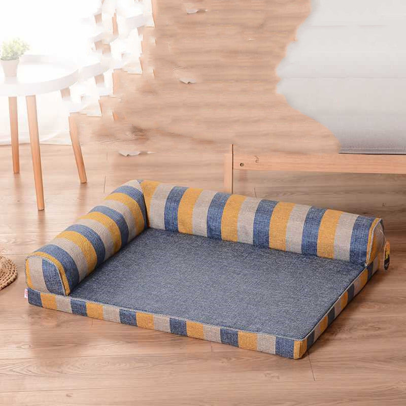 KFX-1915709 Removable and Washable Scratch-Resistant Linen Dog Sofa Bed with High Resilience Foam Cushion