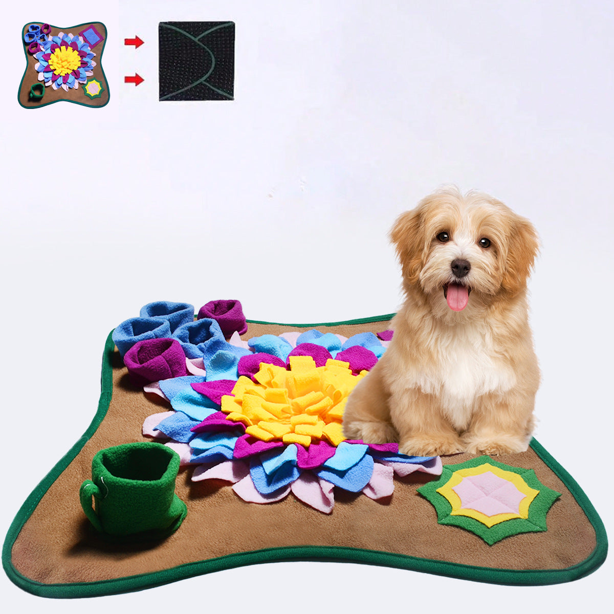 KFX-1917885 Colorful Dog Puzzle Sniffing Mat for Training and Food Hiding