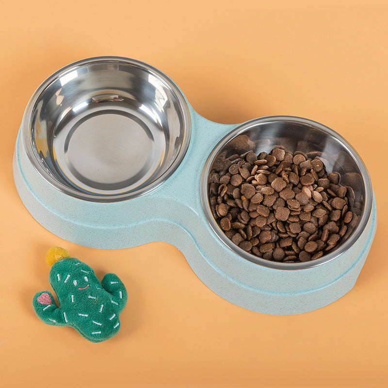KFX-1920317 Double Stainless Steel Pet Feeder - Dog & Cat Food and Water Bowls, Convenient and Durable Design