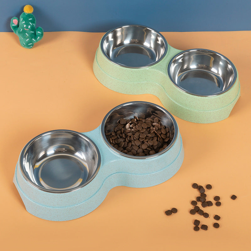 KFX-1920317 Double Stainless Steel Pet Feeder - Dog & Cat Food and Water Bowls, Convenient and Durable Design