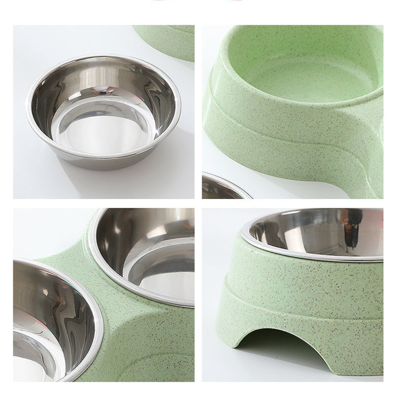 KFX-1920317 Double Stainless Steel Pet Feeder - Dog & Cat Food and Water Bowls, Convenient and Durable Design