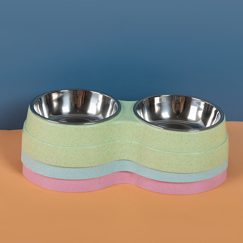 KFX-1920317 Double Stainless Steel Pet Feeder - Dog & Cat Food and Water Bowls, Convenient and Durable Design