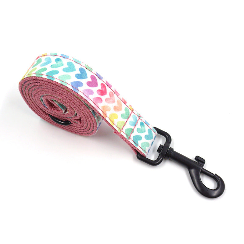 KFX-1922621 Pink Polyester Pet Collar and Traction Rope Bow Set for Comfortable Walks