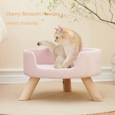 KFX-1922877 Cozy Semi-Enclosed Solid Wood Cat Nest for Warm Winter Comfort