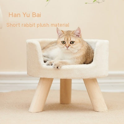 KFX-1922877 Cozy Semi-Enclosed Solid Wood Cat Nest for Warm Winter Comfort