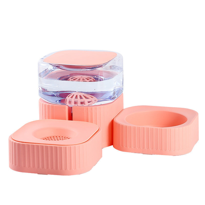 KFX-1923005 Magnetic Pet Bowl Feeder Set - Versatile Drinking Fountain and Feeding Solutions in Pink, Blue, Gray, and White