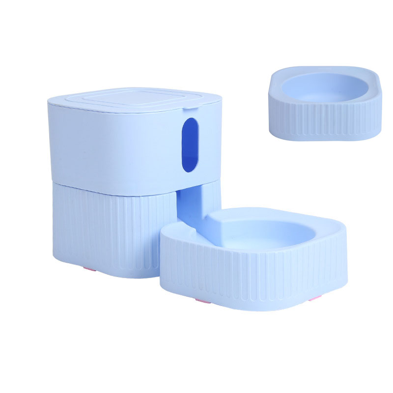 KFX-1923005 Magnetic Pet Bowl Feeder Set - Versatile Drinking Fountain and Feeding Solutions in Pink, Blue, Gray, and White