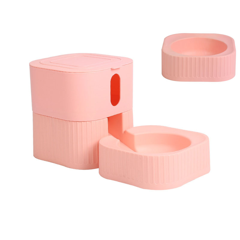 KFX-1923005 Magnetic Pet Bowl Feeder Set - Versatile Drinking Fountain and Feeding Solutions in Pink, Blue, Gray, and White