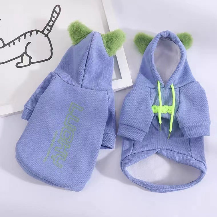 KFX-1928381 Schnauzer Bichon Teddy Autumn Winter Sweaters in Blue and Green for Small to Medium Dogs