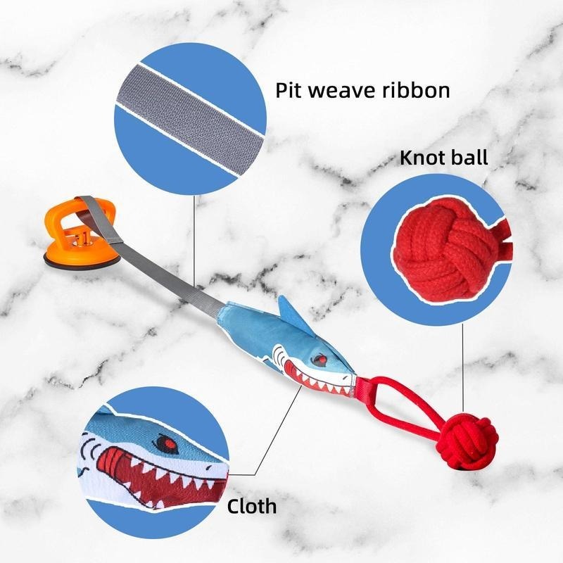 KFX-1931197 Interactive Shark Shaped Pet Toy with Suction Cup - Chew Toy for Dogs and Cats, Promotes Dental Health and Engagement