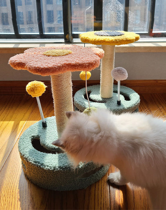 KFX-1931837 Colorful Cat Scratch Board with Sisal Rope and Fur – Multi-Functional Climbing Frame for Cats
