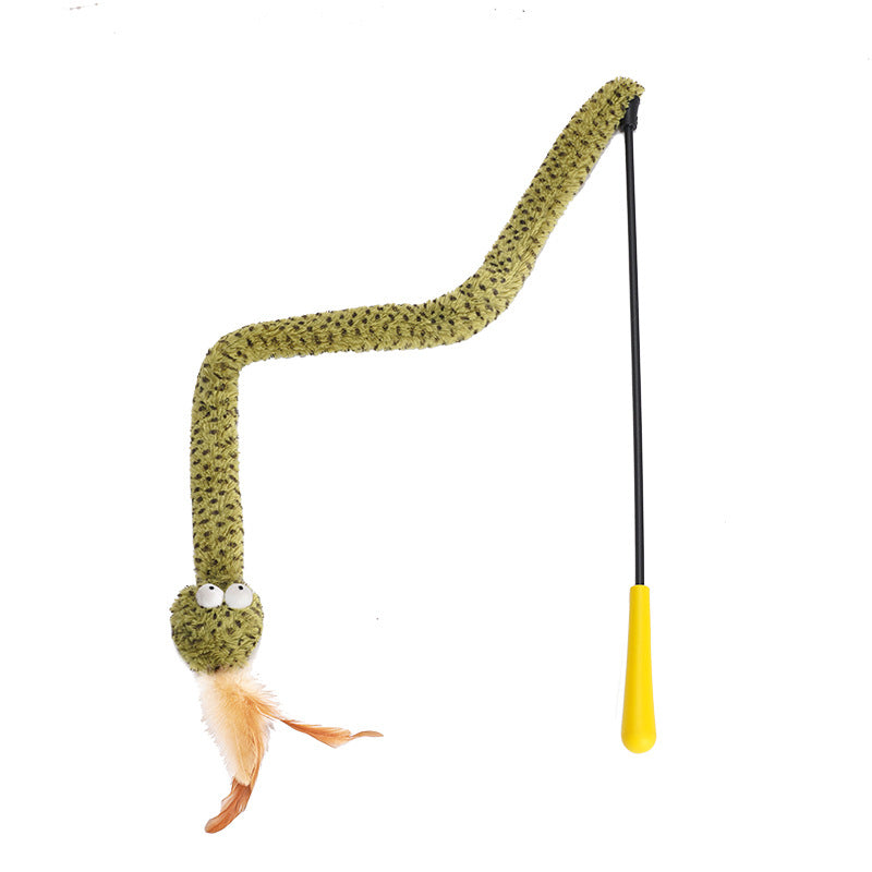 KFX-1933373 Funny Snake Cat Stick Toy - Spiral Rubber Play Wand for Cats, 140cm Length