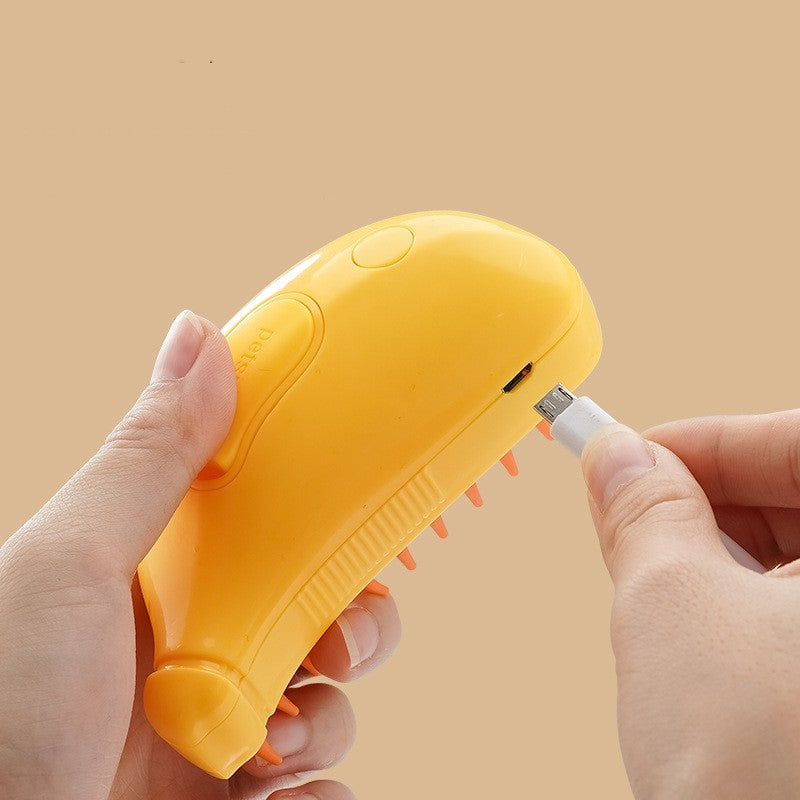KFX-1934141 3-in-1 Rechargeable Pet Steam Brush for Cat and Dog Grooming, Cleaning, and Massage