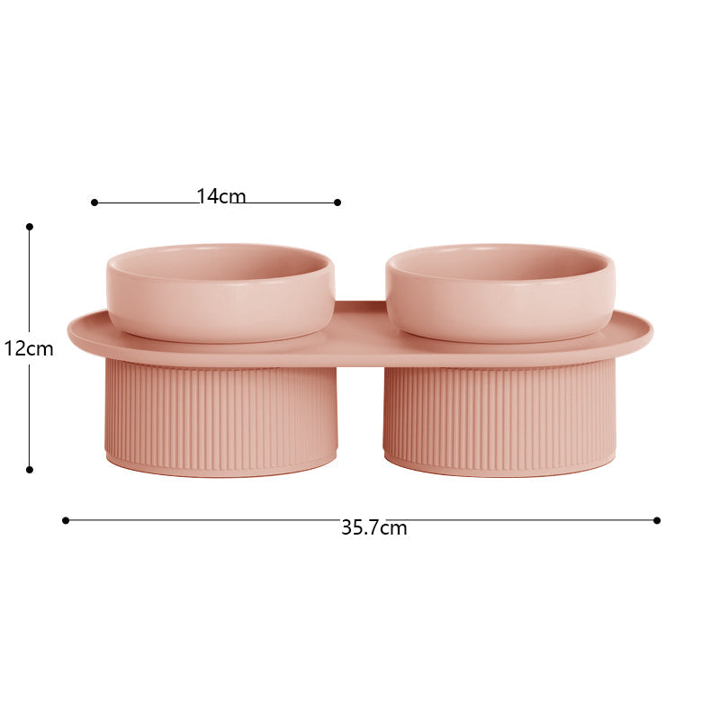 KFX-1934525 Ceramic Double Bowl for Cats and Dogs - Removable, Easy to Clean, Safe and Durable Design
